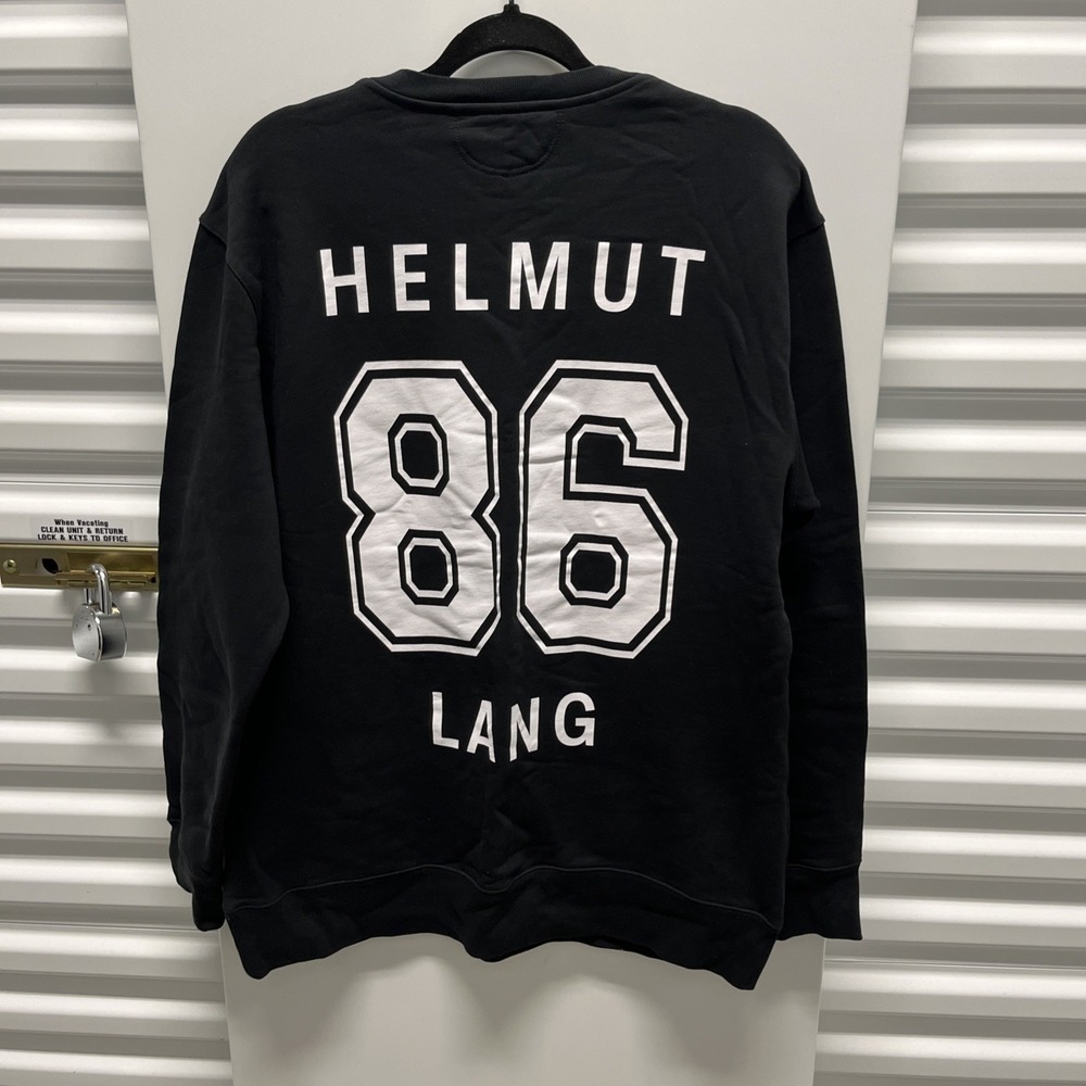 Helmut Lang Crewneck Sweatshirt 86 Varsity‎ Black Oversized Cotton Mens Large